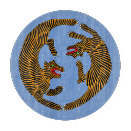 Antiek Japans Folk Art Tigers Snijplank