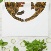 Antiek Japans Folk Art Tigers Theedoek (Gevouwen)