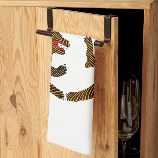 Antiek Japans Folk Art Tigers Theedoek (Derde Gevouwen)