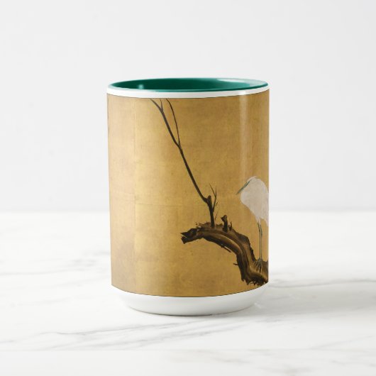 Antiek Japans Heron op een Willow Branch Print Mok (Midden)