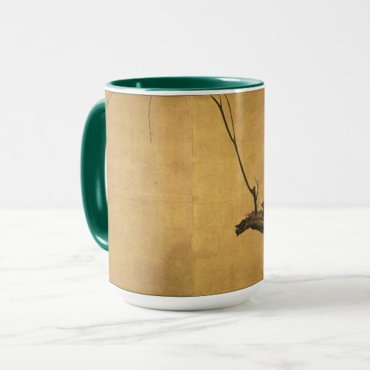 Antiek Japans Heron op een Willow Branch Print Mok (Voorkant links)