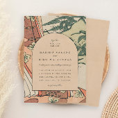 Antiek Japans Kimono Bamboo Wedding Kaart