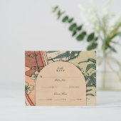Antiek Japans Kimono Bamboo Wedding RSVP Kaartje (Staand voorkant)