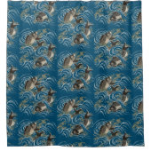 Antiek japans koi vis print douchegordijn (Voorkant)