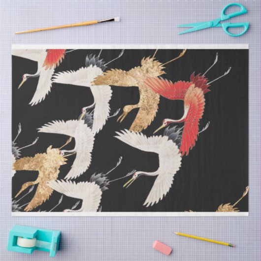 Antiek Japans Vogelkunstwerk Tissuepapier (Craft)