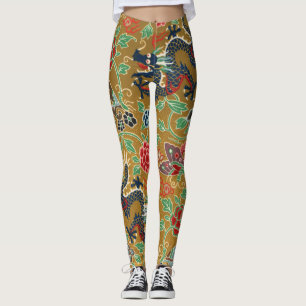 Antiek Japanse afdrukdraak Leggings