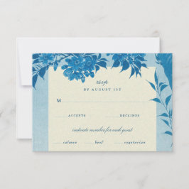 Antiek Japanse blauwe Cherry Blossom Rsvp-kaart Kaart