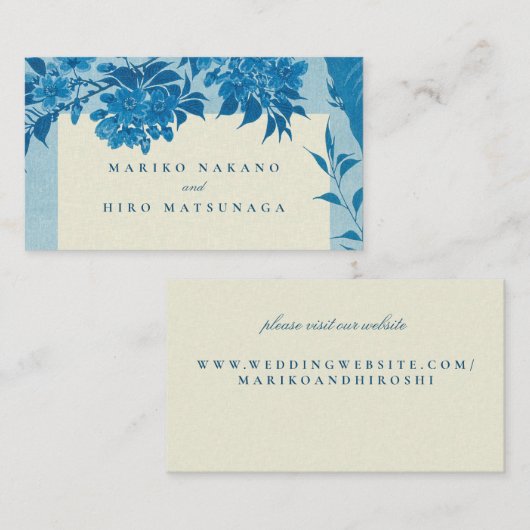 Antiek Japanse blauwe Cherry Blossom Website Informatiekaartje (Voorkant / Achterkant)