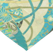 ANTIEK JAPANSE BLOEMEN Aqua Blue Green Bloemen Medium Tafelloper (Hoek)