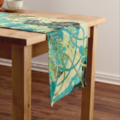 ANTIEK JAPANSE BLOEMEN Aqua Blue Green Bloemen Medium Tafelloper (Voorbeeld)