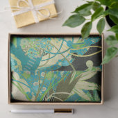 ANTIEK JAPANSE BLOEMEN Aqua Blue Green Bloemen Tissuepapier (Geschenk)