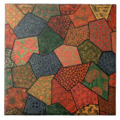 ANTIEK JAPANSE BLOEMEN, BLADEREN ,GEOMETRISCHE BLO TEGELTJE (Voorkant)