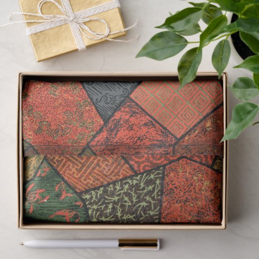 ANTIEK JAPANSE BLOEMEN, BLADEREN ,GEOMETRISCHE BLO TISSUEPAPIER (Geschenk)