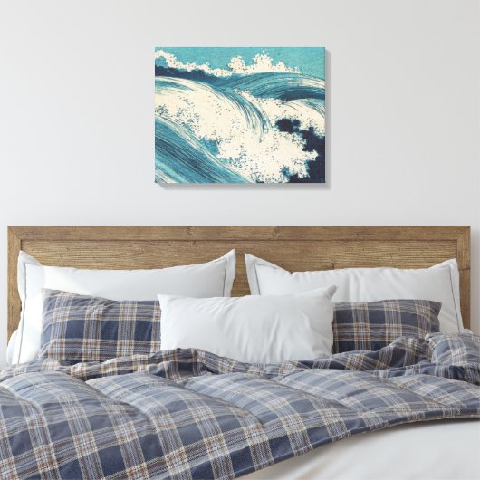 Antiek Japanse Blue Waves Ocean Print (Insitu (Slaapkamer))