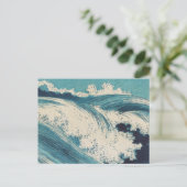 Antiek Japanse Blue Waves Ocean Print Briefkaart (Staand voorkant)