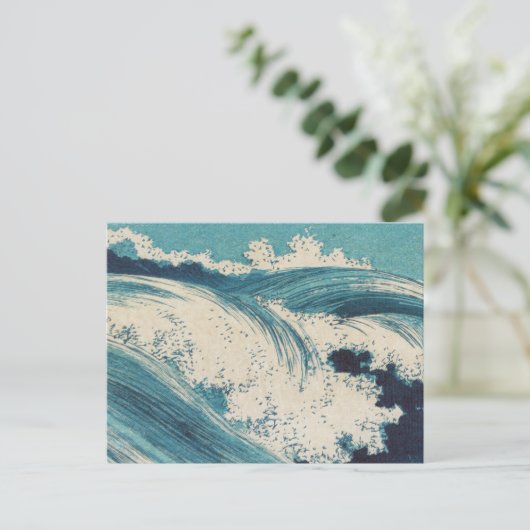 Antiek Japanse Blue Waves Ocean Print Briefkaart (Staand voorkant)