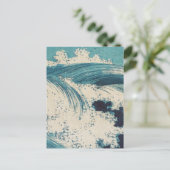 Antiek Japanse Blue Waves Ocean Print Briefkaart (Staand voorkant)