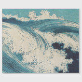 Antiek Japanse Blue Waves Ocean Print Cadeaupapier (Vlak)