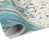 Antiek Japanse Blue Waves Ocean Print Cadeaupapier (Rol Hoek)