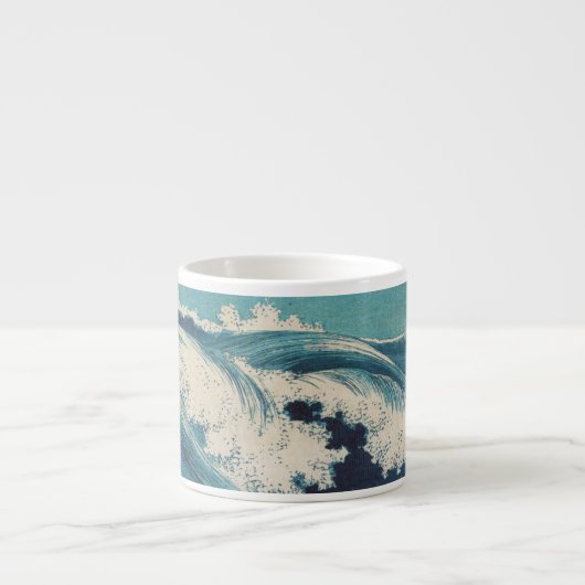 Antiek Japanse Blue Waves Ocean Print Espresso Kop (Voorkant)