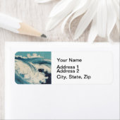 Antiek Japanse Blue Waves Ocean Print Etiket (Insitu)