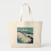 Antiek Japanse Blue Waves Ocean Print Grote Tote Bag (Voorkant)
