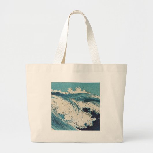 Antiek Japanse Blue Waves Ocean Print Grote Tote Bag (Voorkant)