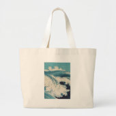 Antiek Japanse Blue Waves Ocean Print Grote Tote Bag (Voorkant)