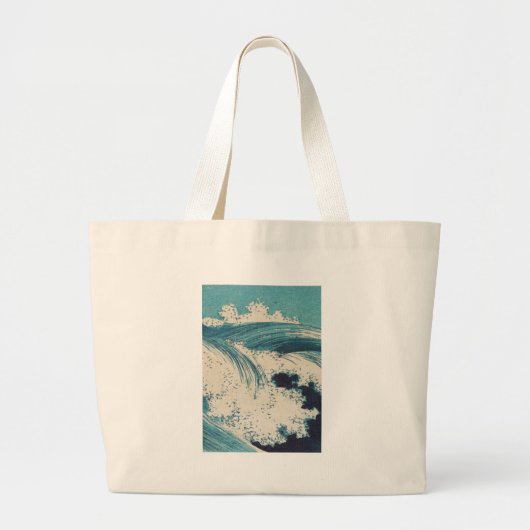 Antiek Japanse Blue Waves Ocean Print Grote Tote Bag (Voorkant)