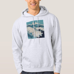 Antiek Japanse Blue Waves Ocean Print Hoodie