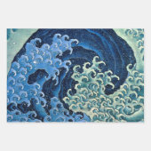 Antiek Japanse Blue Waves Ocean Print Inpakpapier Vel (Voorkant 2)
