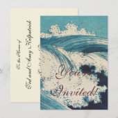 Antiek Japanse Blue Waves Ocean Print Kaart (Voorkant / Achterkant)