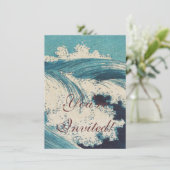 Antiek Japanse Blue Waves Ocean Print Kaart (Staand voorkant)