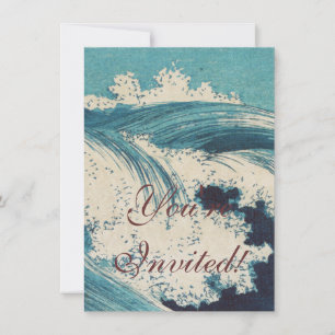 Antiek Japanse Blue Waves Ocean Print Kaart