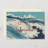 Antiek Japanse Blue Waves Ocean Print Kaart (Voorkant / Achterkant)