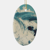 Antiek Japanse Blue Waves Ocean Print Keramisch Ornament (Rechts)