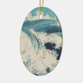 Antiek Japanse Blue Waves Ocean Print Keramisch Ornament (Links)