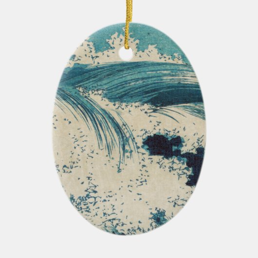 Antiek Japanse Blue Waves Ocean Print Keramisch Ornament (Voorkant)