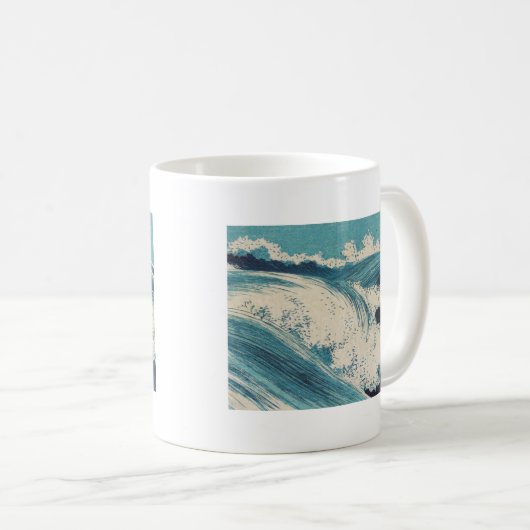 Antiek Japanse Blue Waves Ocean Print Koffiemok (Voorkant rechts)