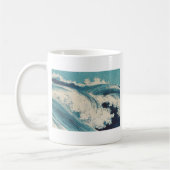 Antiek Japanse Blue Waves Ocean Print Koffiemok (Links)