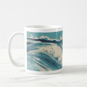 Antiek Japanse Blue Waves Ocean Print Koffiemok