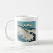 Antiek Japanse Blue Waves Ocean Print Koffiemok (Links)