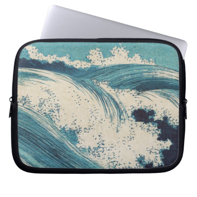 Antiek Japanse Blue Waves Ocean Print Laptop Sleeve (Voorkant)