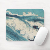 Antiek Japanse Blue Waves Ocean Print Muismat (Met muis)