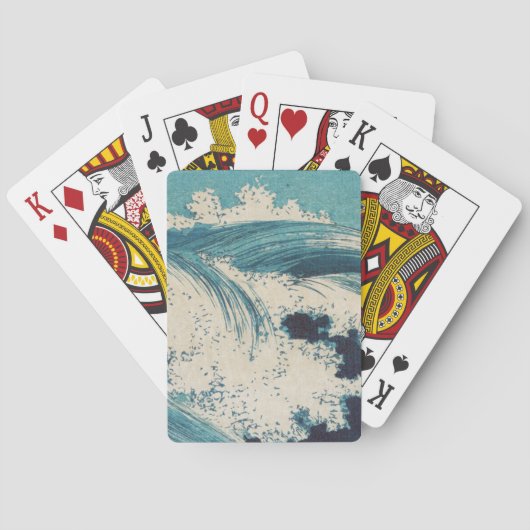 Antiek Japanse Blue Waves Ocean Print Pokerkaarten (Achterkant)