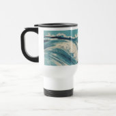 Antiek Japanse Blue Waves Ocean Print Reisbeker (Links)