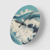 Antiek Japanse Blue Waves Ocean Print Ronde Klok (Hoek)