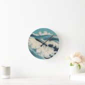 Antiek Japanse Blue Waves Ocean Print Ronde Klok (Huis)