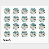Antiek Japanse Blue Waves Ocean Print Ronde Sticker (Vel)