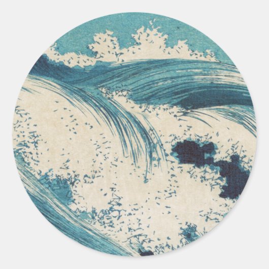 Antiek Japanse Blue Waves Ocean Print Ronde Sticker (Voorkant)